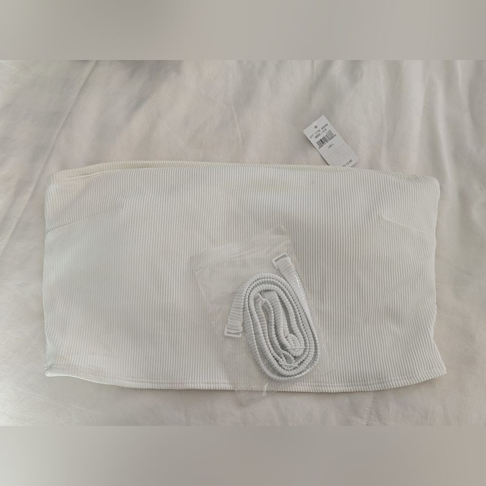 Aerie White Ribbed Bandeau